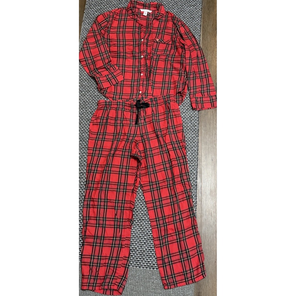 Victoria's Secret Womens Lightweight Flannel Pajama Set Soft Size L
